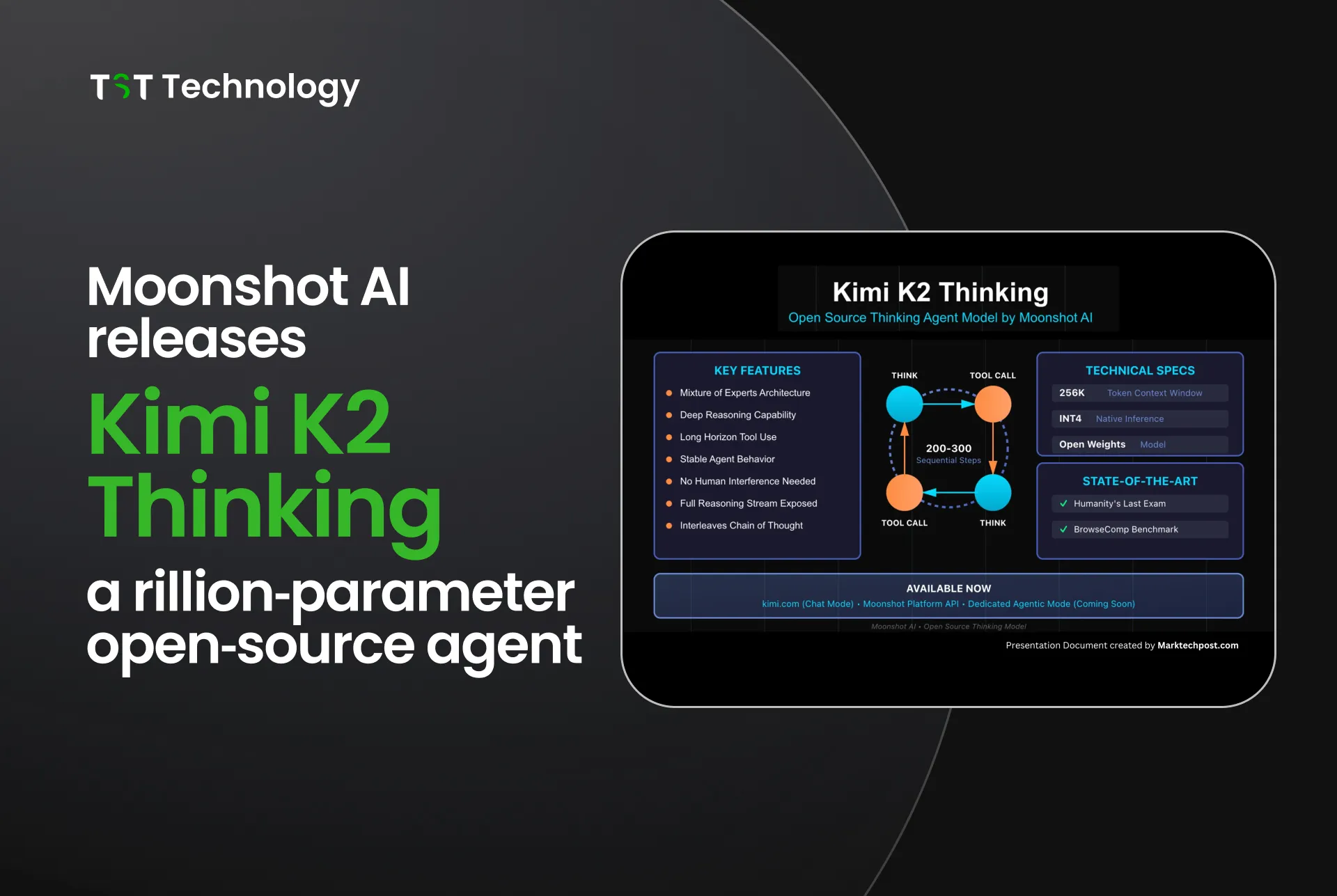 Moonshot AI releases Kimi K2 Thinking, a trillion‑parameter open‑source agent